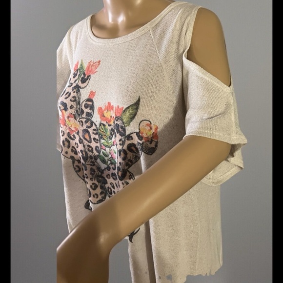 Stay Wild Graphic Tee with Leopard Print cactus - Picture 2 of 6